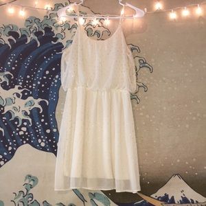 "Francesca's" Sundress Cream&light gold polkadots